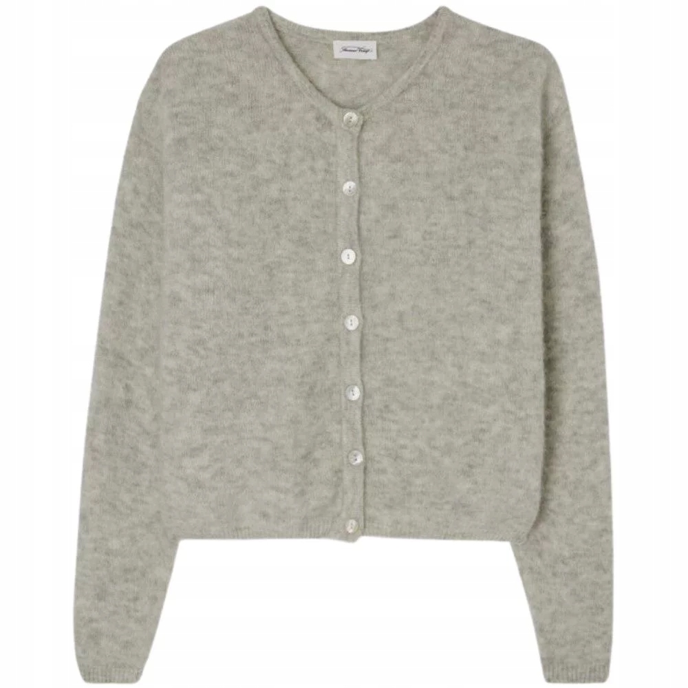 Vlněný kardigan Vitow Melange Light Grey M Světle šedý American Vintage