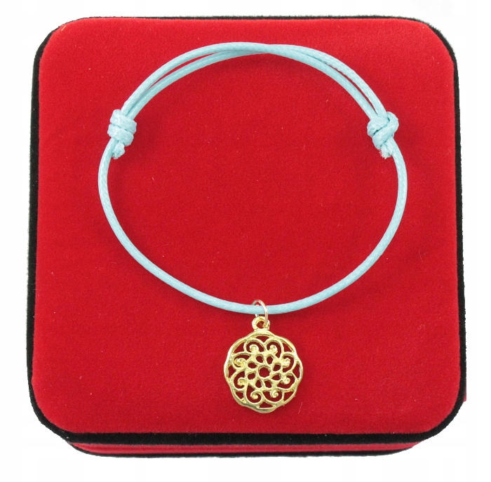 

Bransoletka Błękitna Złoty Ażurowy Kwiat