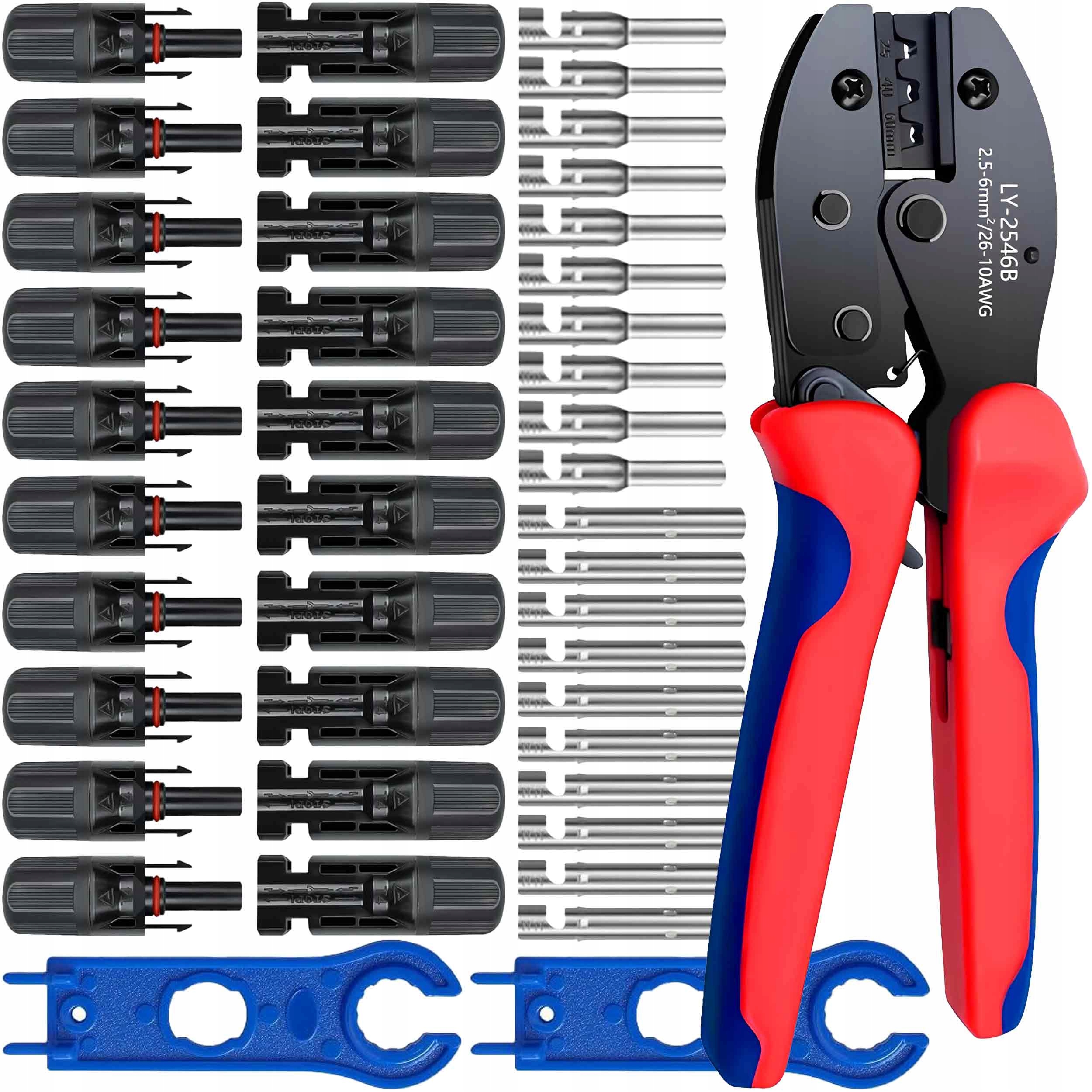 Zestaw Zaciskarka Praska Do Złącz MC4 Panel Solarny Fotowoltaika 10x MC4