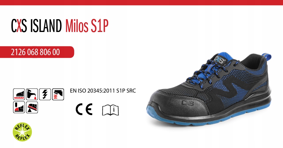 MOCNE BUTY ROBOCZE ODDYCHAJĄCE KEVLAR MILOS S1P 45 Marka CXS