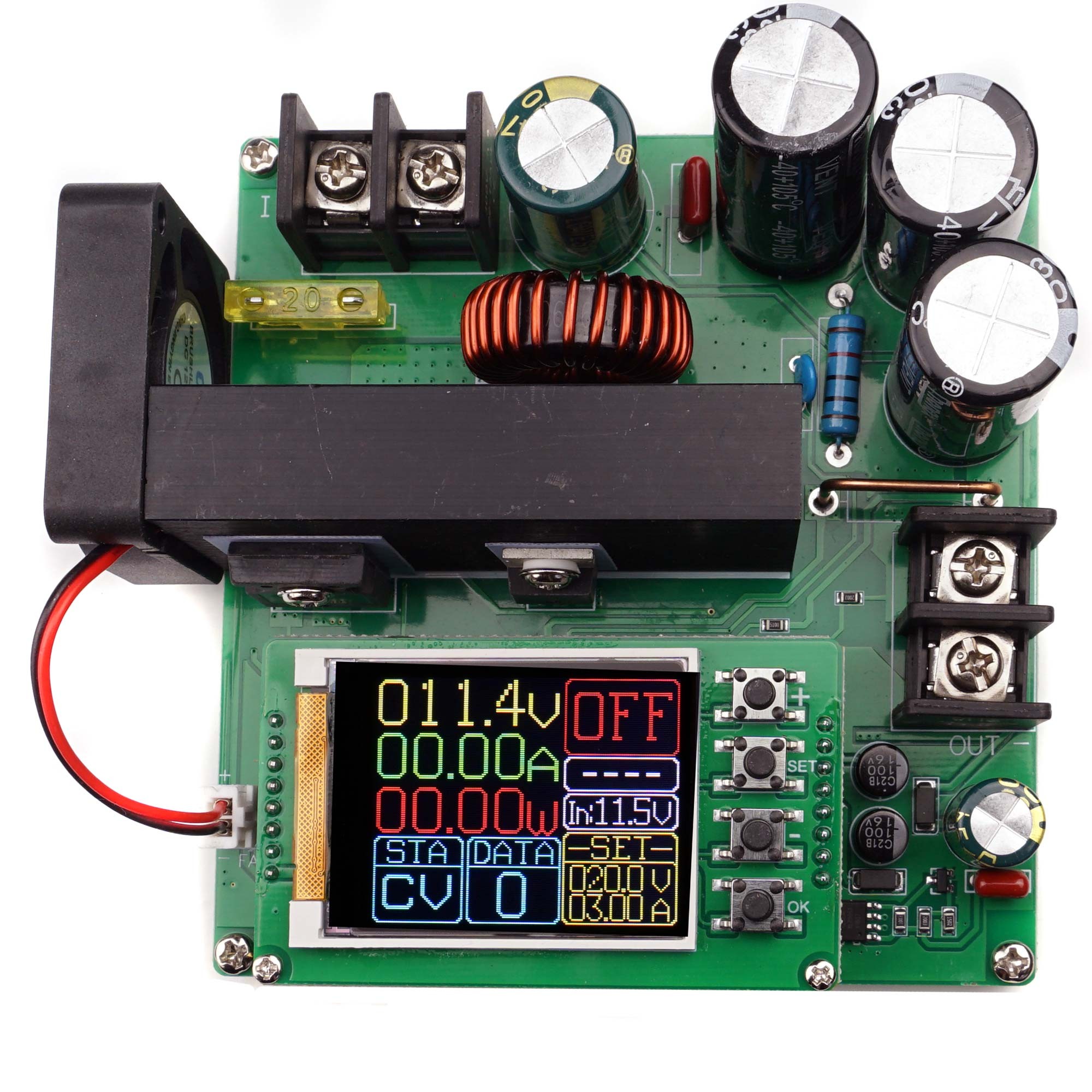 Měnič Napětí step-up 9V-60V na 10V-120V 15A 900W displej chlazení