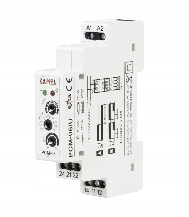 Časové relé 12-240V Ac/dc PCM-06/U exta Zamel