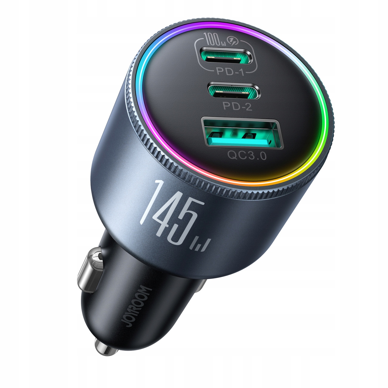 Automobilová Usb-a Usb-c S Kabelem 145W Tmavě Šedá