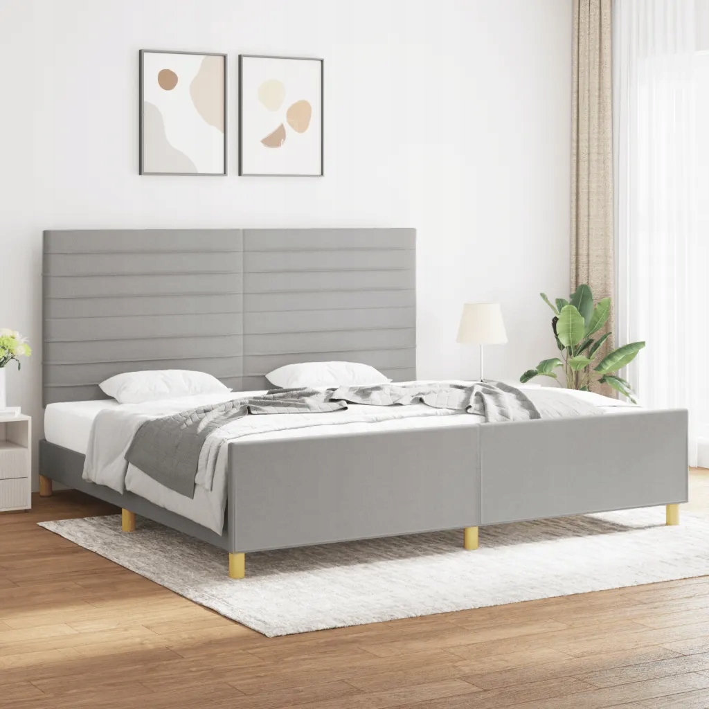 Rám postele bez matrace světle šedý 200 x 200 cm textil Šedá 3125162