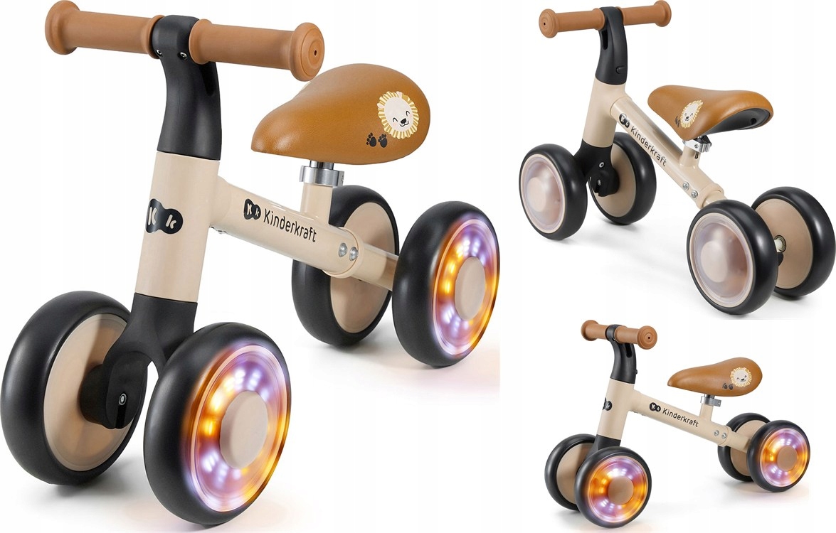 Kinderkraft Cutie Flash rowerek biegowy, jeździk Led, beżowy