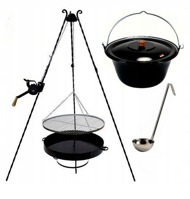Zahradní gril 180 nerezový rošt 45 naviják kotlík 22 l s víkem