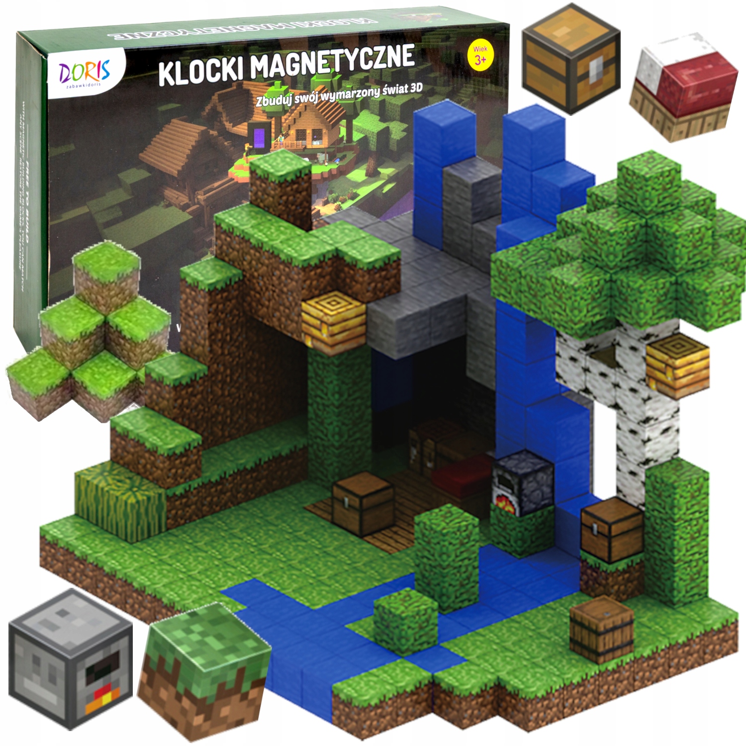 Klocki magnetyczne 3D kostki budowlane Pixele Duży Zestaw XXL 300 el.