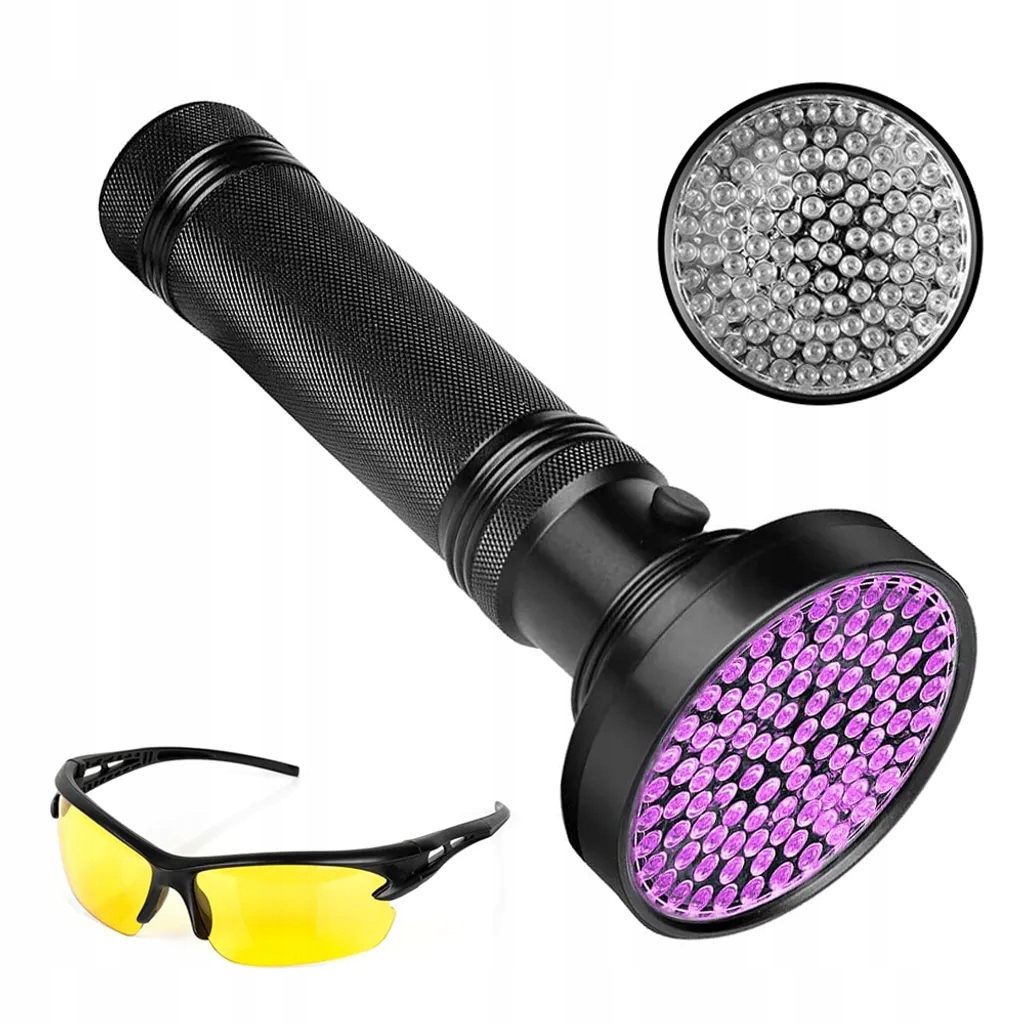 Latarka Uv Ultrafioletowa Mocna Led Z Goglami Chroniącymi