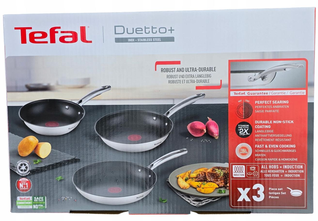Patelnia Zestaw Tefal 20/24/28cm Duetto Indukcja