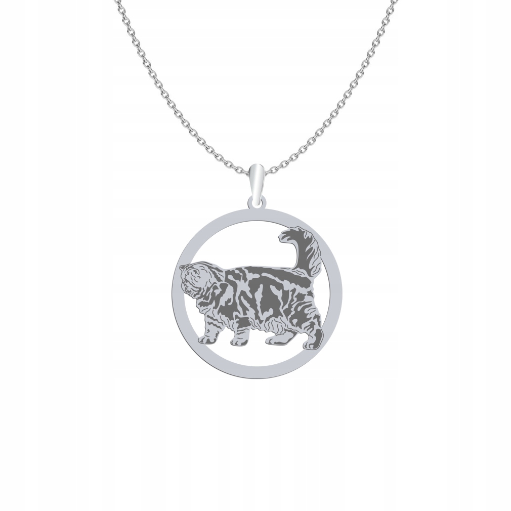 Stříbrný náhrdelník s Exotic Shorthair Cat 925 Řetízek Šperky Gravírování