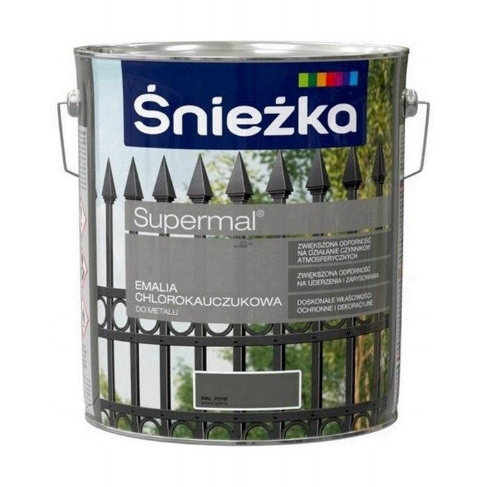Śnieżka Chlorokauczuk Szary Jasny RAL7010 10L farba metalu betonu emalia
