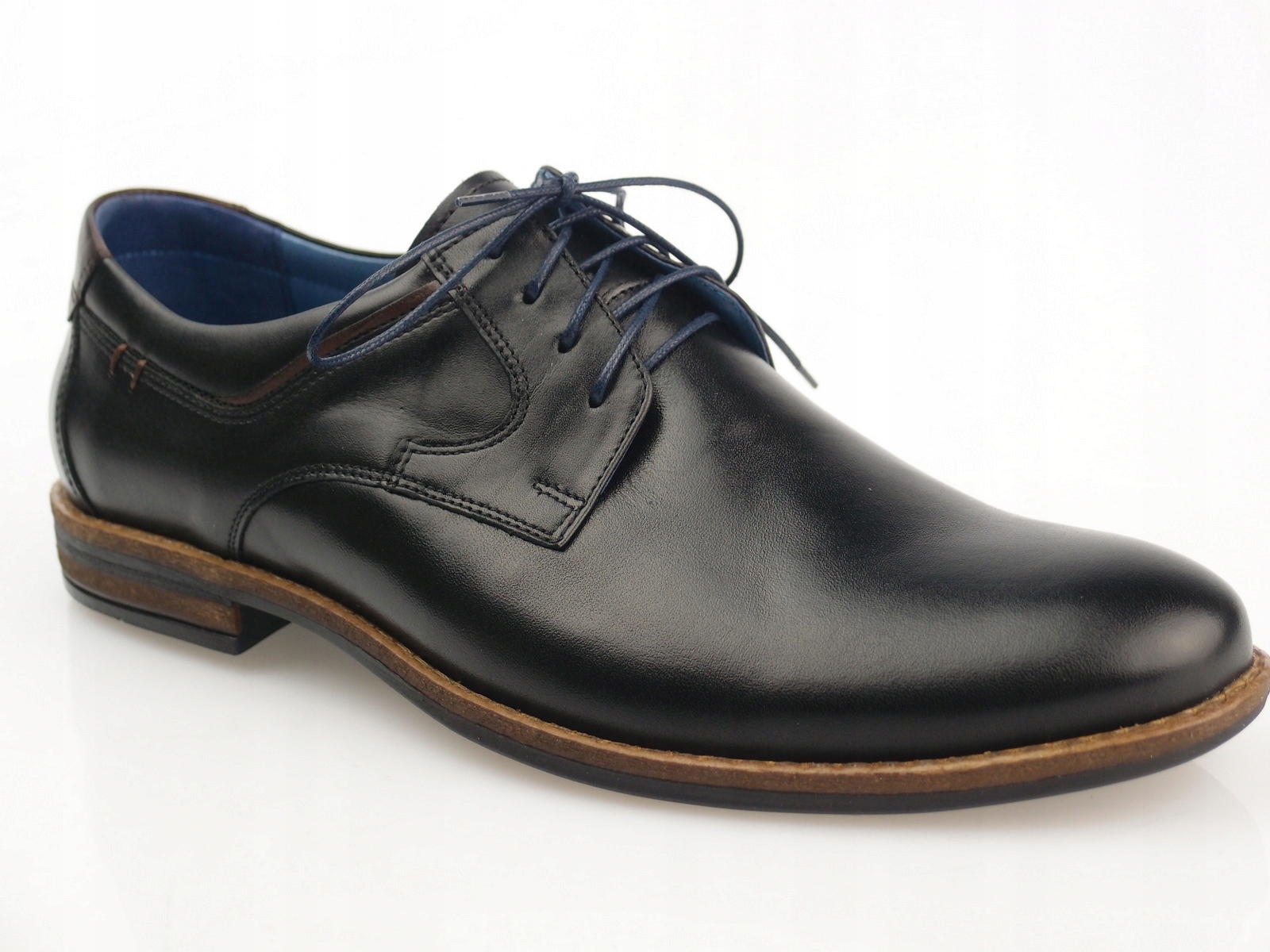 Husar męskie buty Skóra PL1762 Nikopol czarne 42