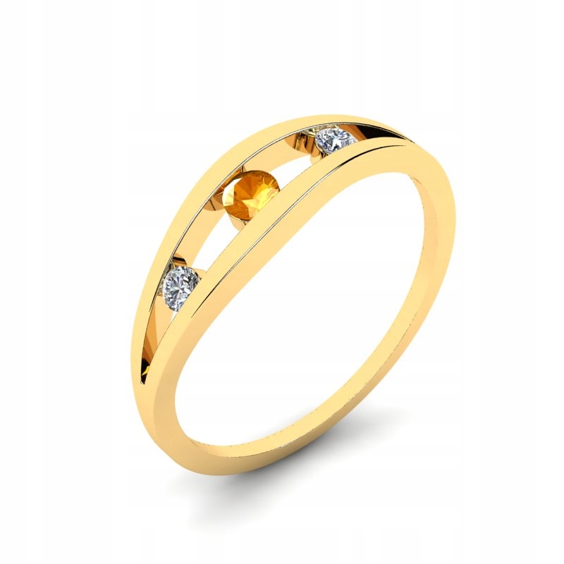 

Pierścionek Złoty Z Cytrynem I Brylantami 0,18CT