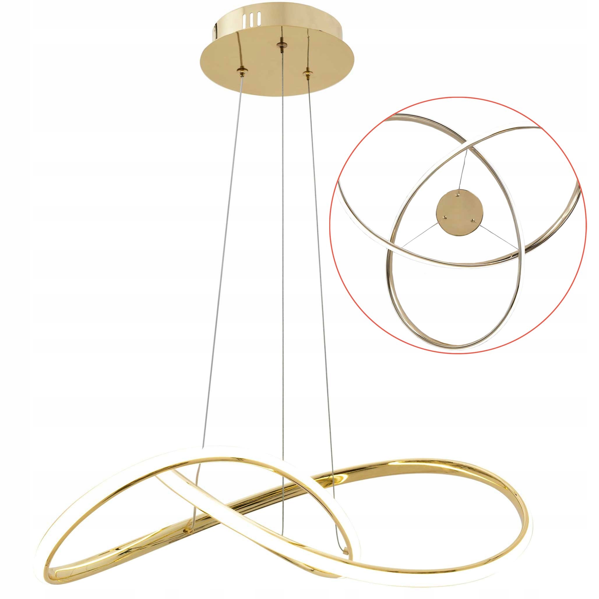 Zlatá závesná Led lampa Glamour Ring Lesk Elegantný luster do obývačky