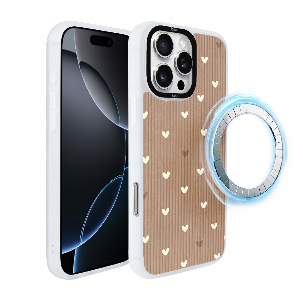 Pouzdro Ibizu DropGuard Matné s MagSafe pro iPhone 16 Pro Max, v barvě pudrových srdíček