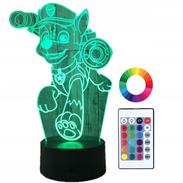 

Lampka Nocna 3D Led Psi Patrol Chase Grawer Imię
