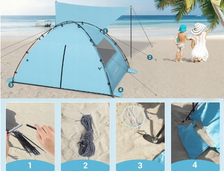 NAMIOT NA PLAŻĘ, PLAŻOWY, PRZECIWSŁONECZNY - SAMOROZKŁADAJĄCY - 4-5 OSOBOWY Marka bez marki