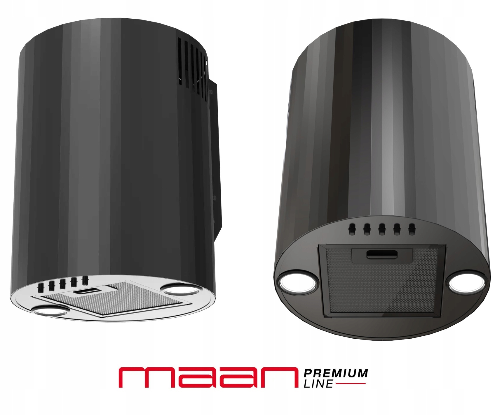 Okap kuchenny przyścienny okrągły tuba ryflowany Czarny Elba Mini 3D WPB431