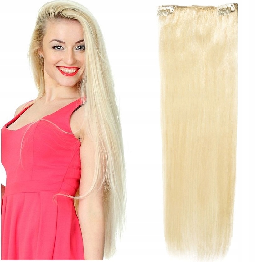 Clip-in Příčesek Do Vlasů Přírodní Dopinka 60 CM velmi světlá blond 613