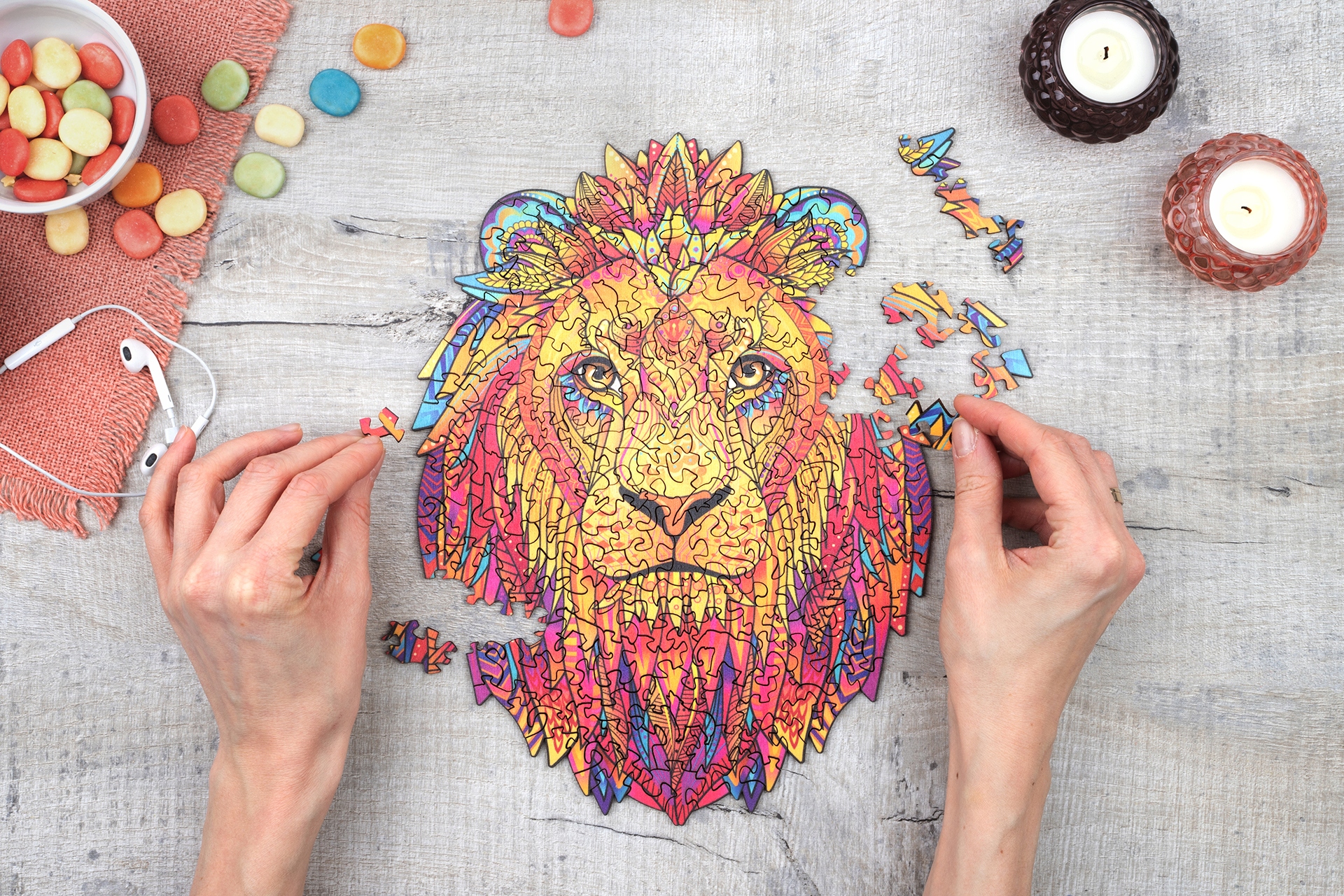 Puzzle Drewniane Premium 3D Układanka dla dorosłych Lew XL Zwierzęta Kod producenta AdawooOwl