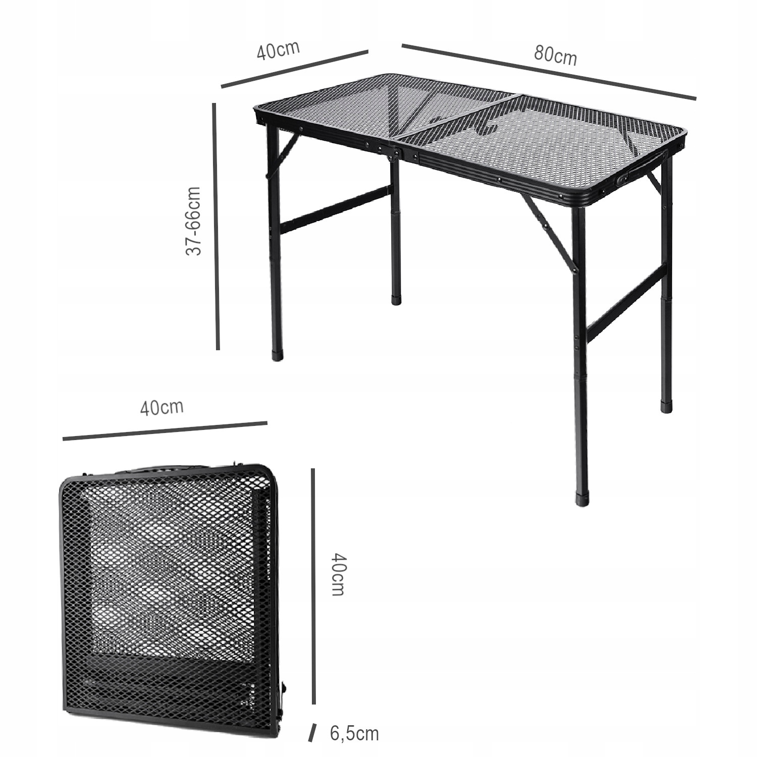 STÓŁ STOLIK CATERINGOWY TURYSTYCZNY składny REGULOWANY ALUMINIOWY 80x40 cm Waga 1.8 kg