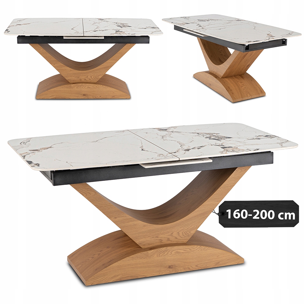 Bílý keramický rozkládací stůl Umělý Kámen Na Bázi Křemene do obývacího pokoje a kuchyně Alicante