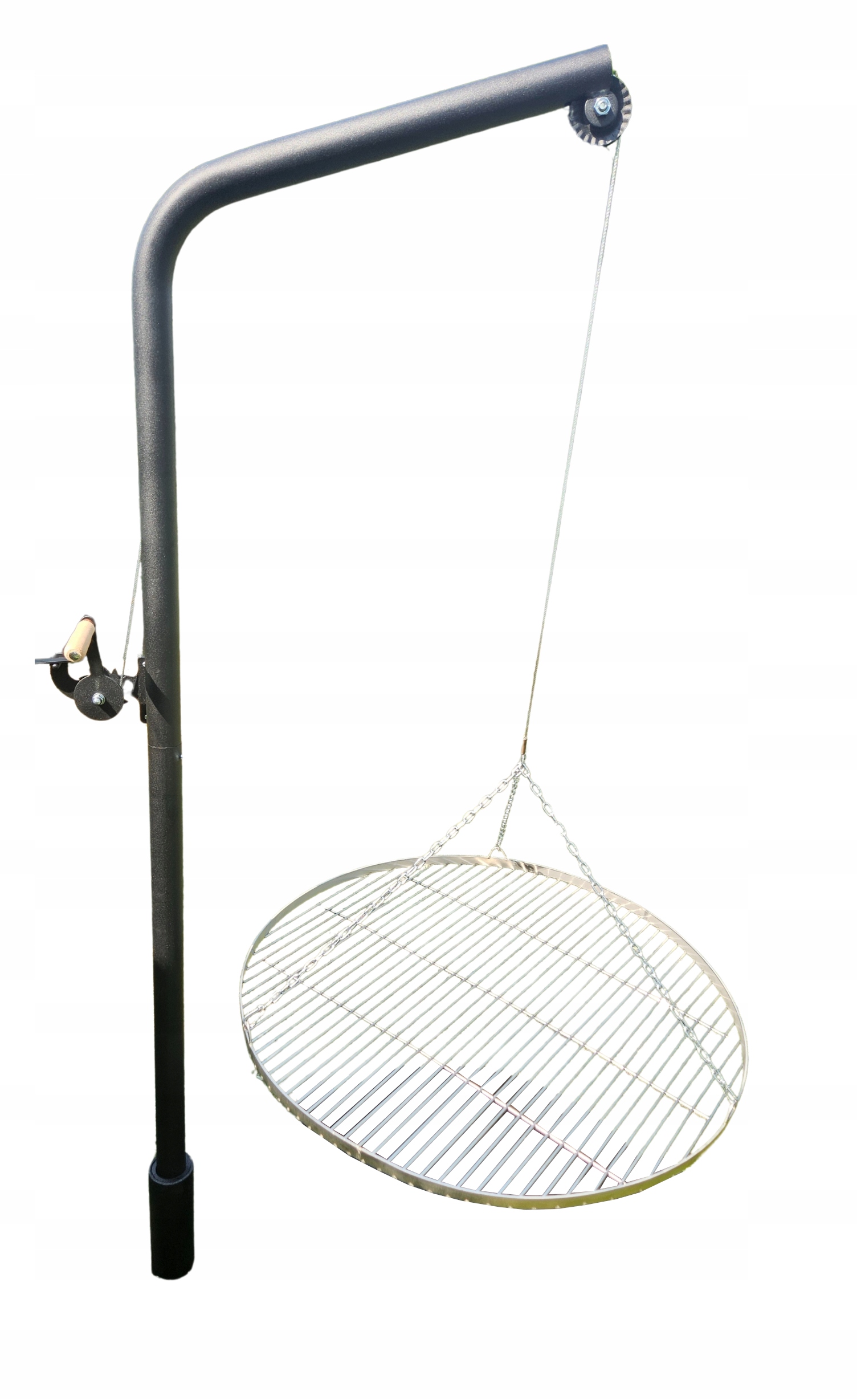 Grill ogrodowy na wysięgniku ruszt nierdzewny fi 80 długi wysięgnik