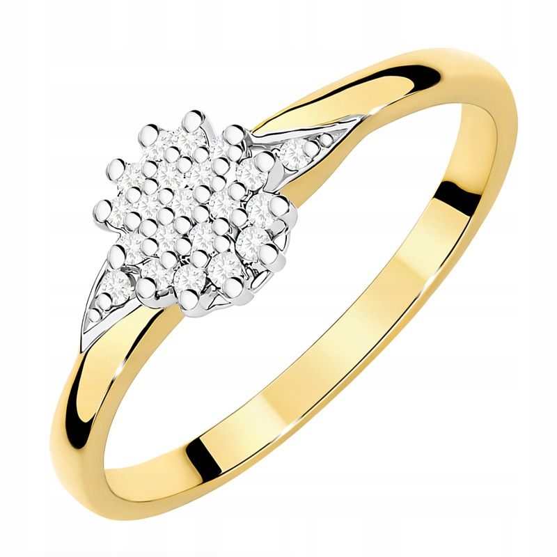 Zlatý Prstýnek Květ Květina Brilianty 0.11 ct