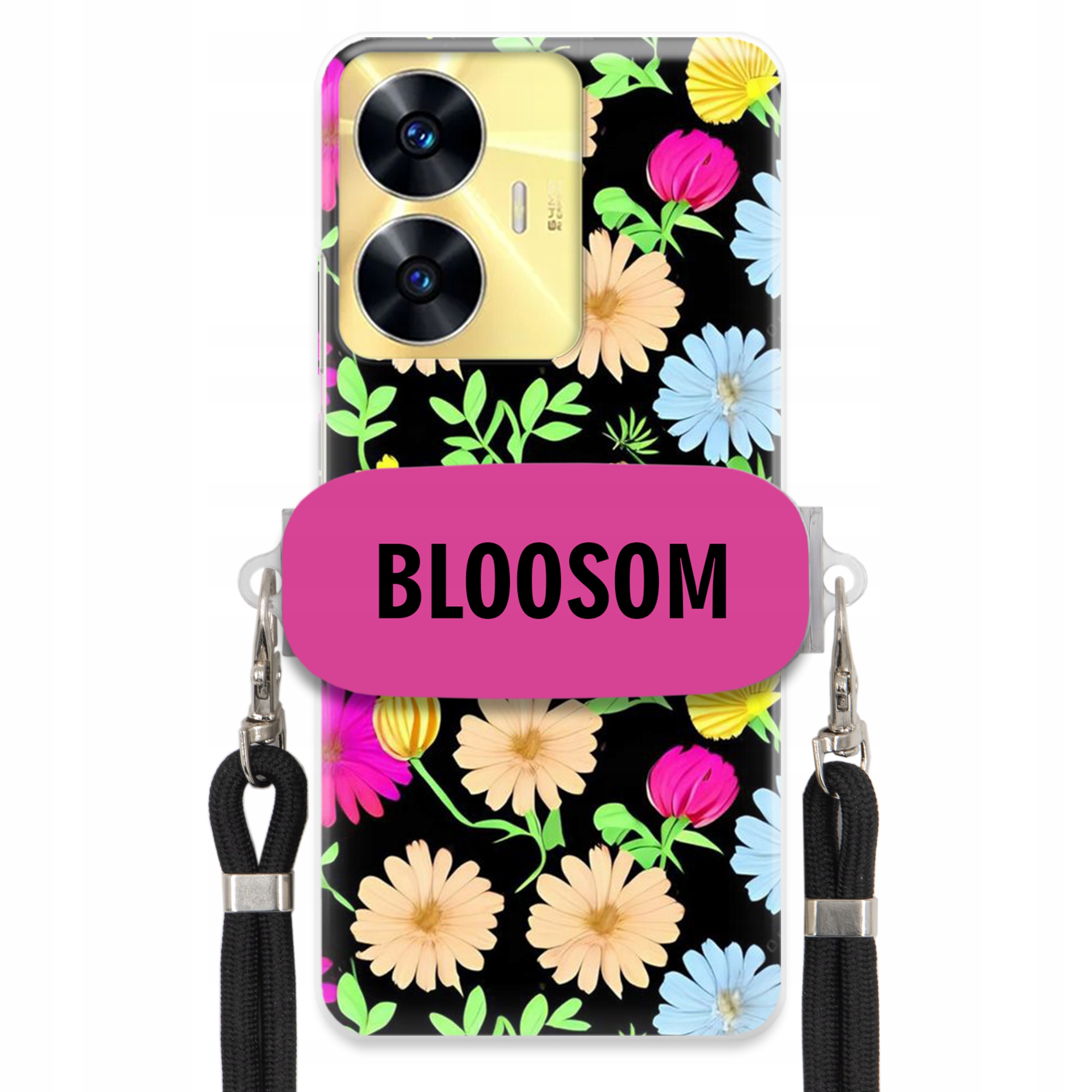 Puzdro Držiak Crossbody Pre Realme C55 Puzdro Case Kvety Bloosom Flower