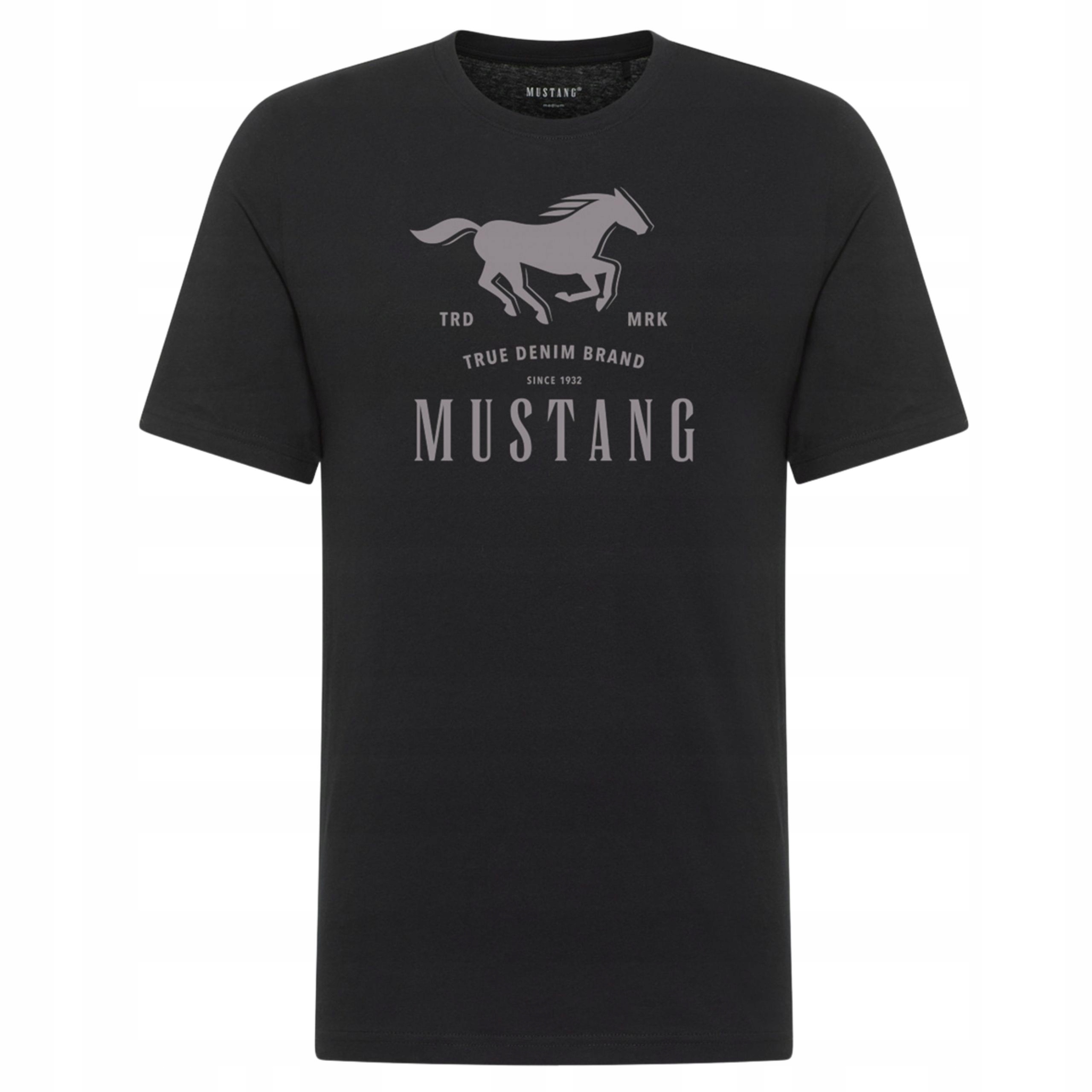 Pánské tričko Mustang Style Alex Černé Bavlněné Casual 4XL
