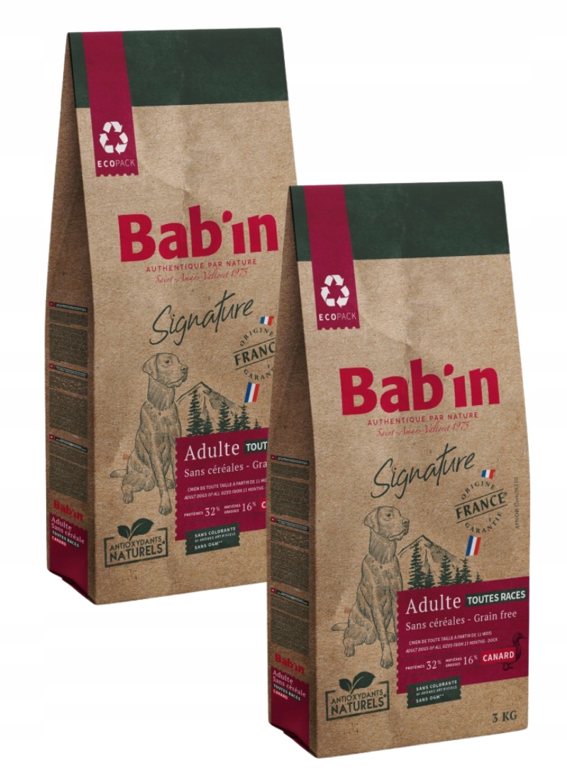 Bab'in Signature All size Adult kachna bez obilovin pro psy 2 x 3 kg