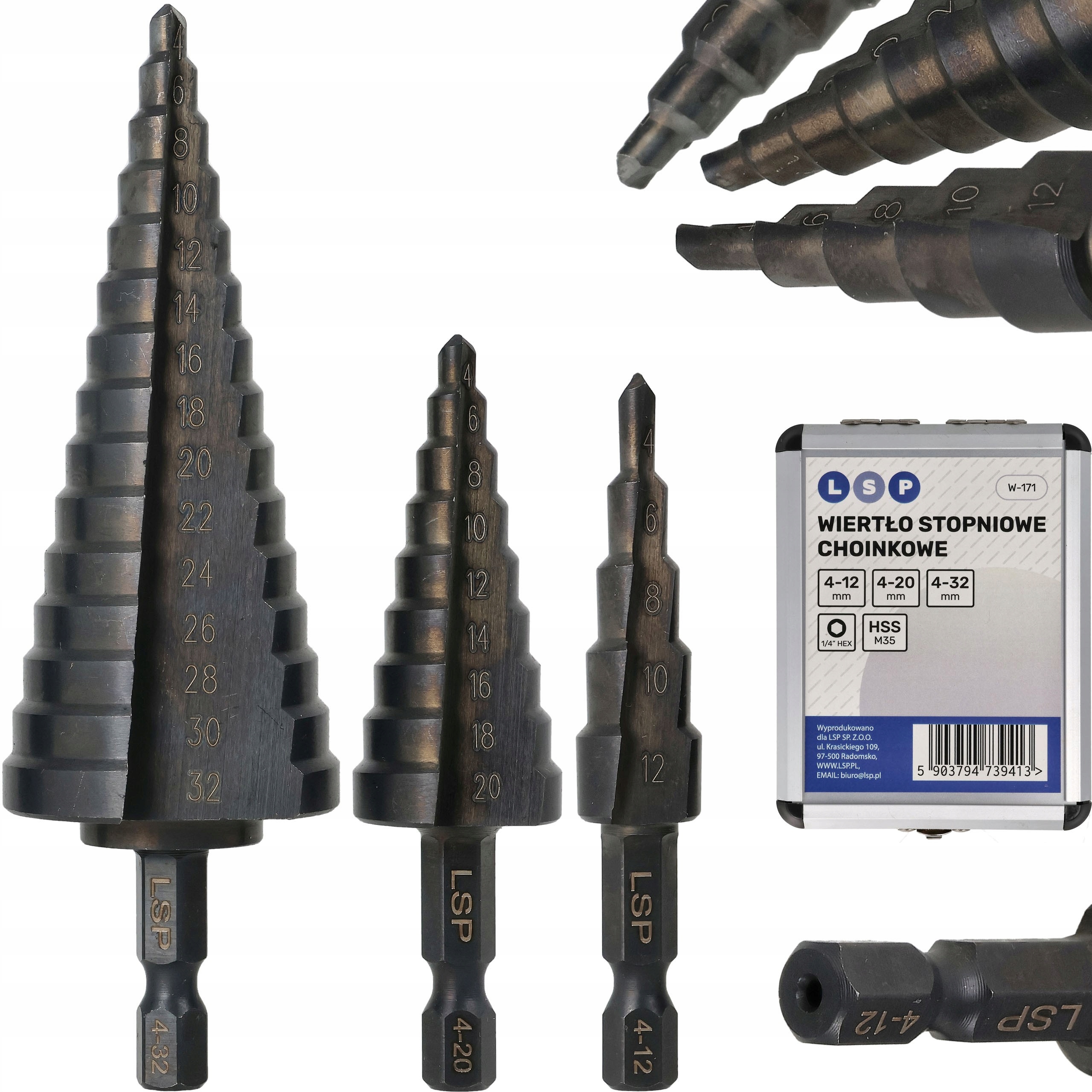 Wiertła Kobaltowe Stopniowe Stożkowe Do Metalu Stali Hss CO/M35 Zestaw Pro