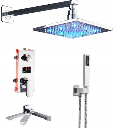 Podomietkový Displej Dažďovej Sprchy Led 40 CM, Chróm