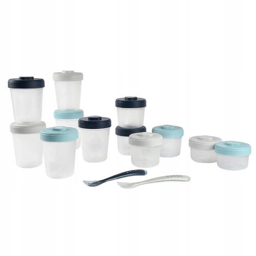 Beaba Zestaw słoiczków Clip 12 szt. (2x90ml, 4x150ml, 6x250ml) 2 łyżeczki
