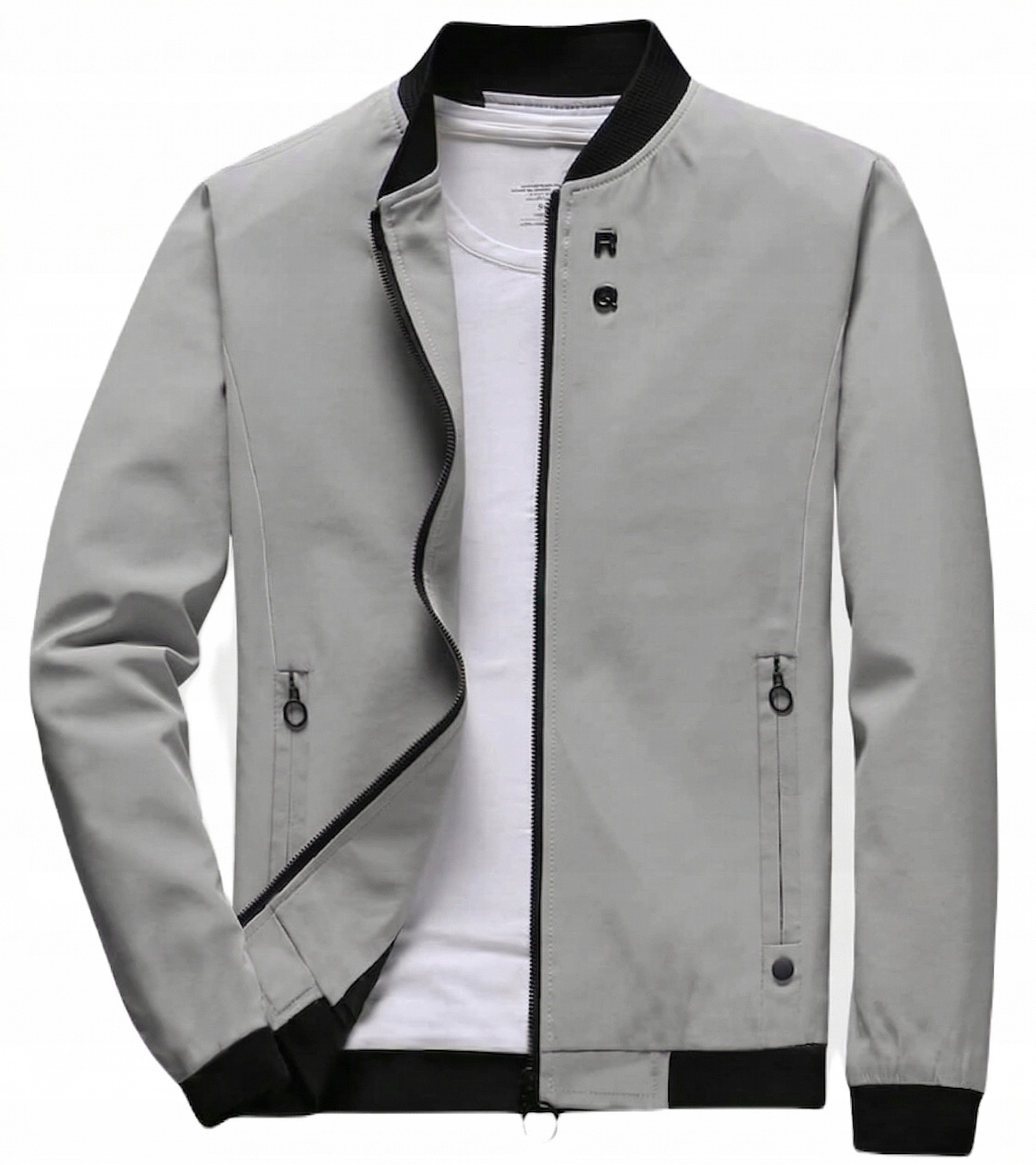 Kurtka męska bomberka przejściowa lekka rozpinana stójka szara casual