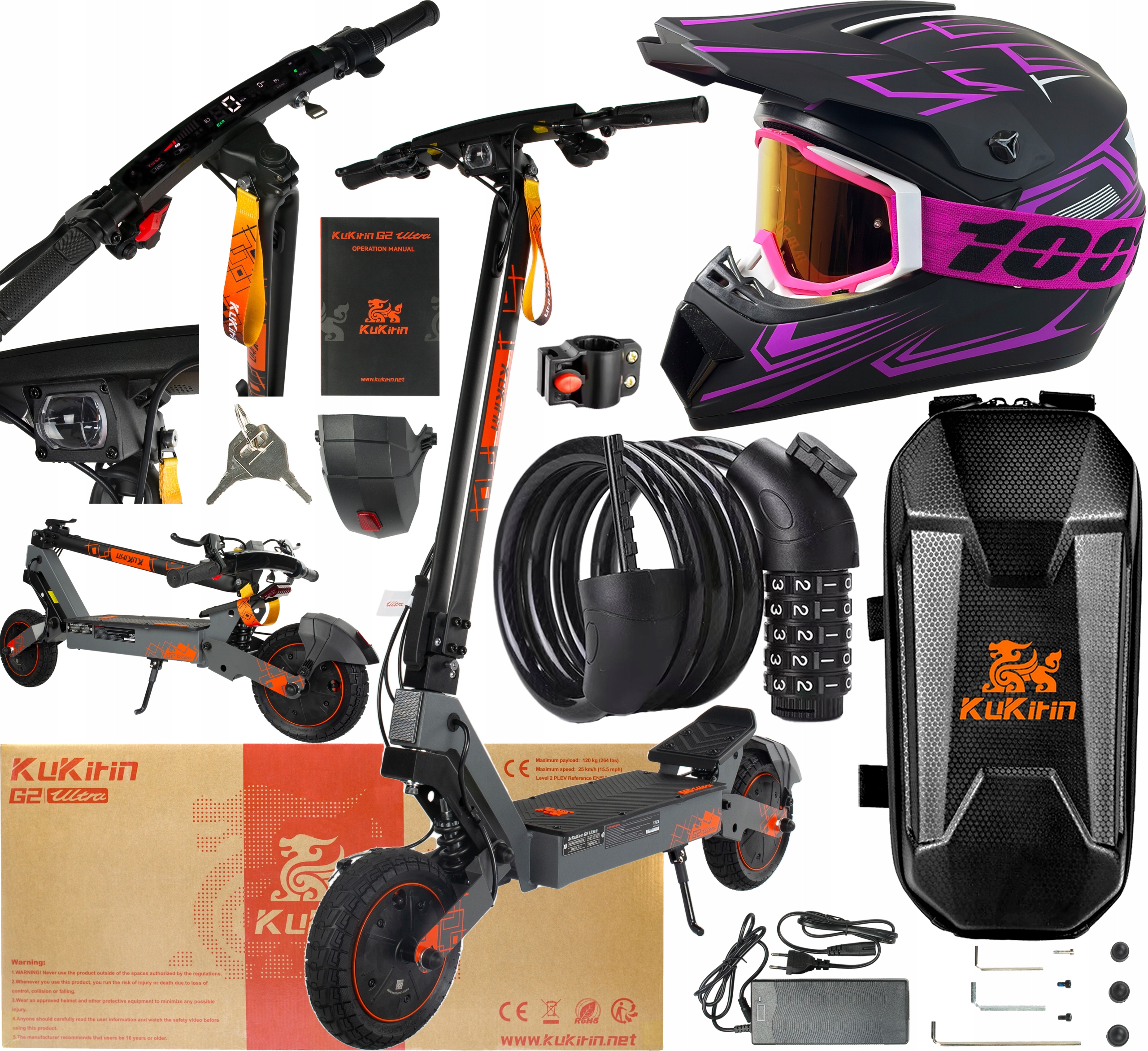 Elektrická vozidla KuKirin G2 Ultra 1600W 48V 18Ah 50KM/H 55KM 3 dárky
