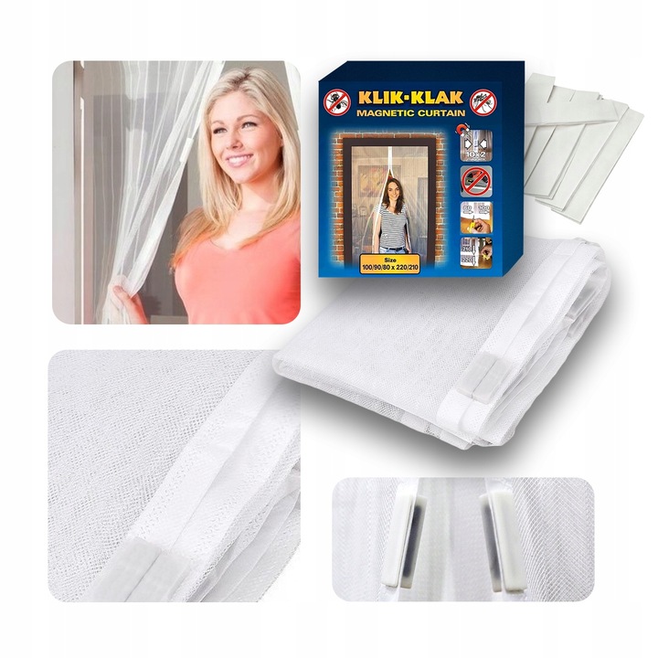 Moskitiera na DRZWI BALKONOWE UNIWERSALNA 80/90/100 DRZWIOWA Siatka MAGNESY