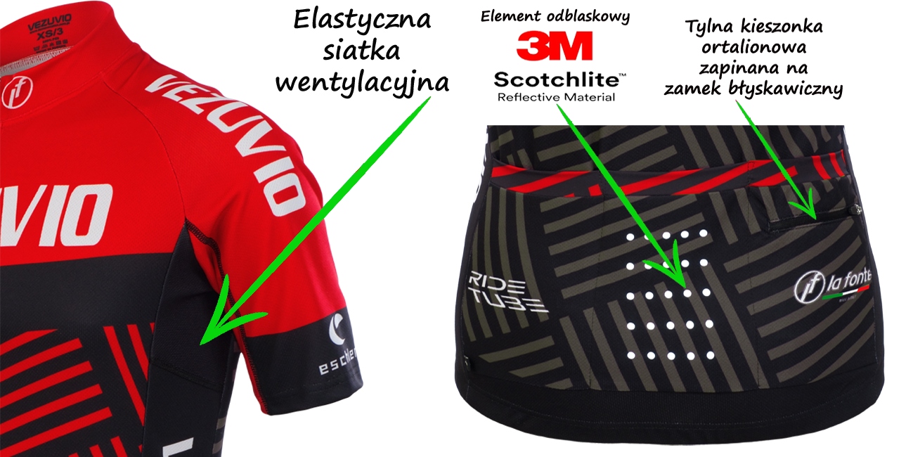 Męski komplet rowerowy Vezuvio Lava Red rozmiar XXXL Model 91634 + 96408