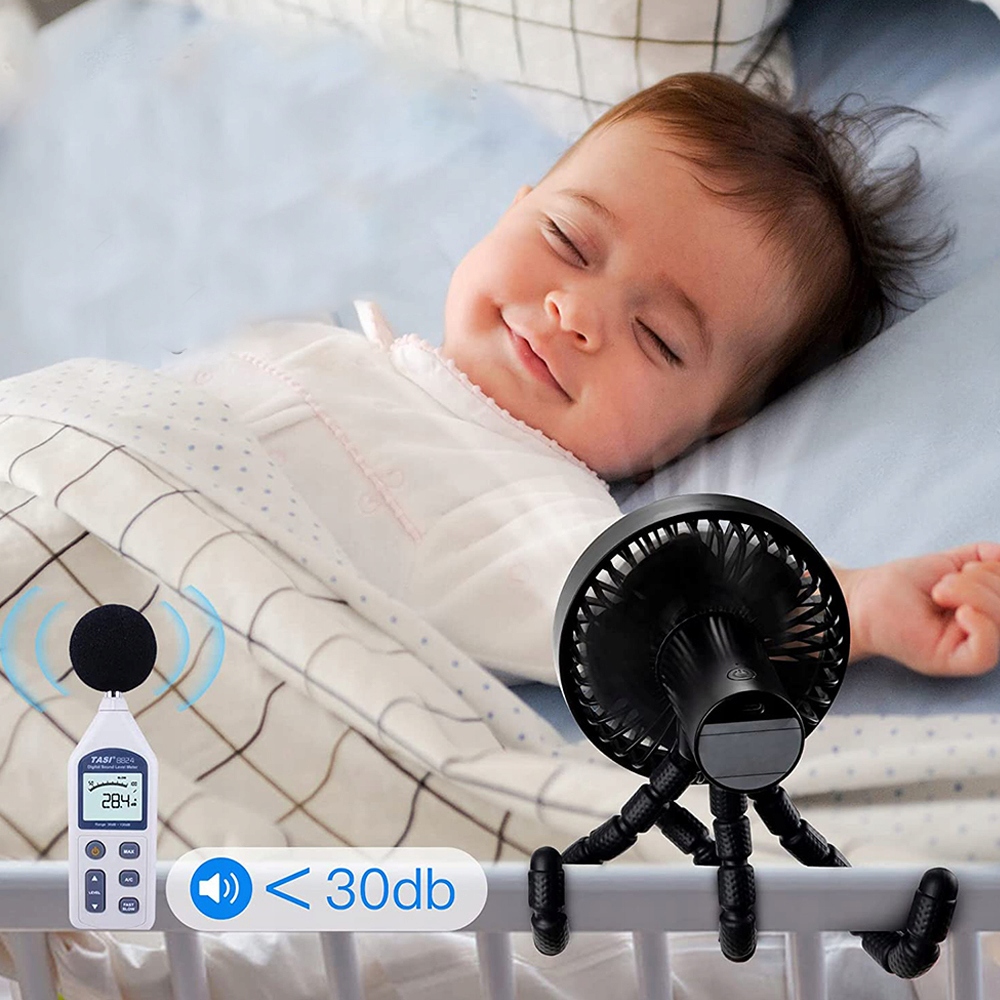 WENTYLATOR Z KLIPS 1800MAH 3 PRĘDKOŚCI DO WÓZKA, FOTELIKA SAMOCHOD, NAMIOTU Zasilanie USB