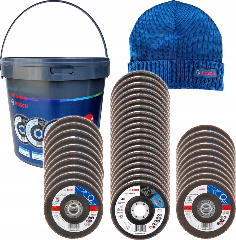 Zestaw tarcz do metalu i stali Inox Gr. 40, 60, 80 Bosch 125 mm Lamelka