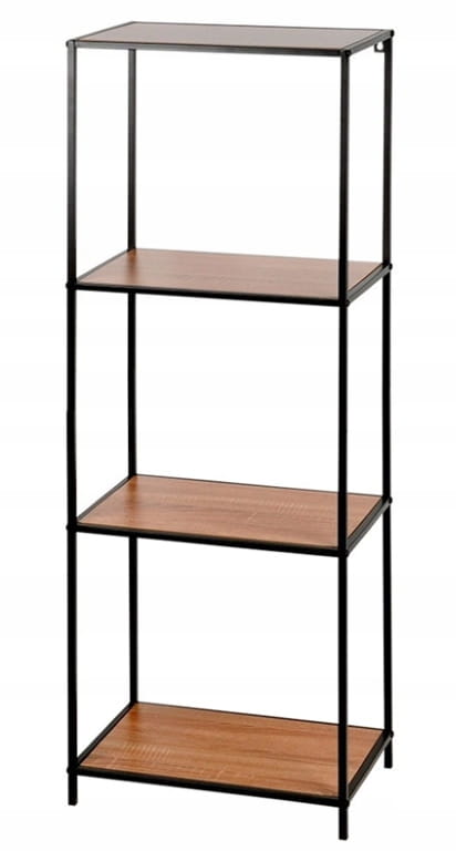 Voľne stojaci kovový regál 4 police Mdf 46x30x130 cm čierny do domu