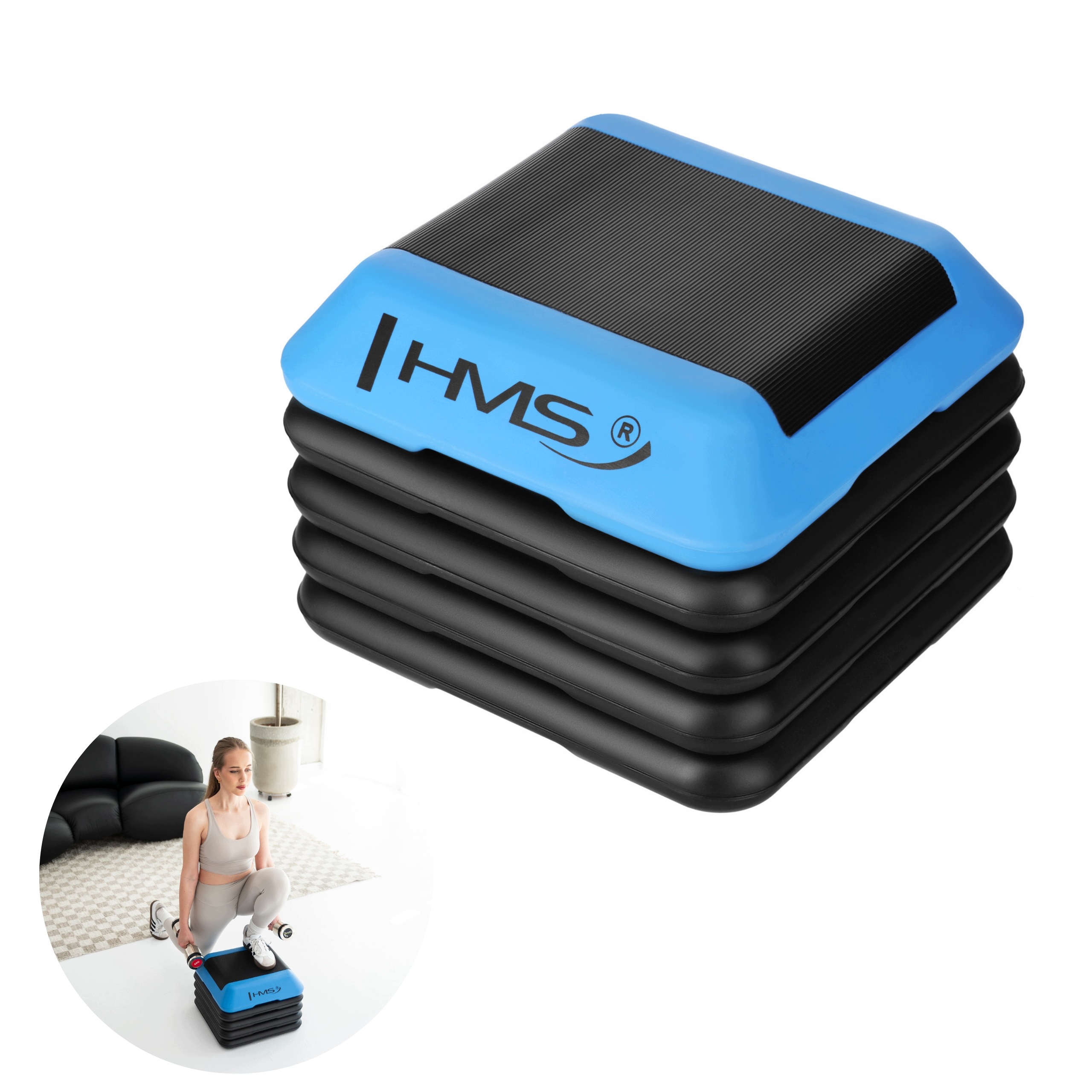 Regulowany podest do ćwiczeń step do aerobiku fitness stopień Hms