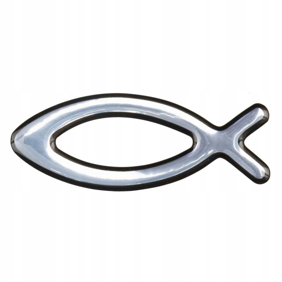 Rybka Chrześcijańska Na Auto Naklejka znak Ichthys na samochód srebrna