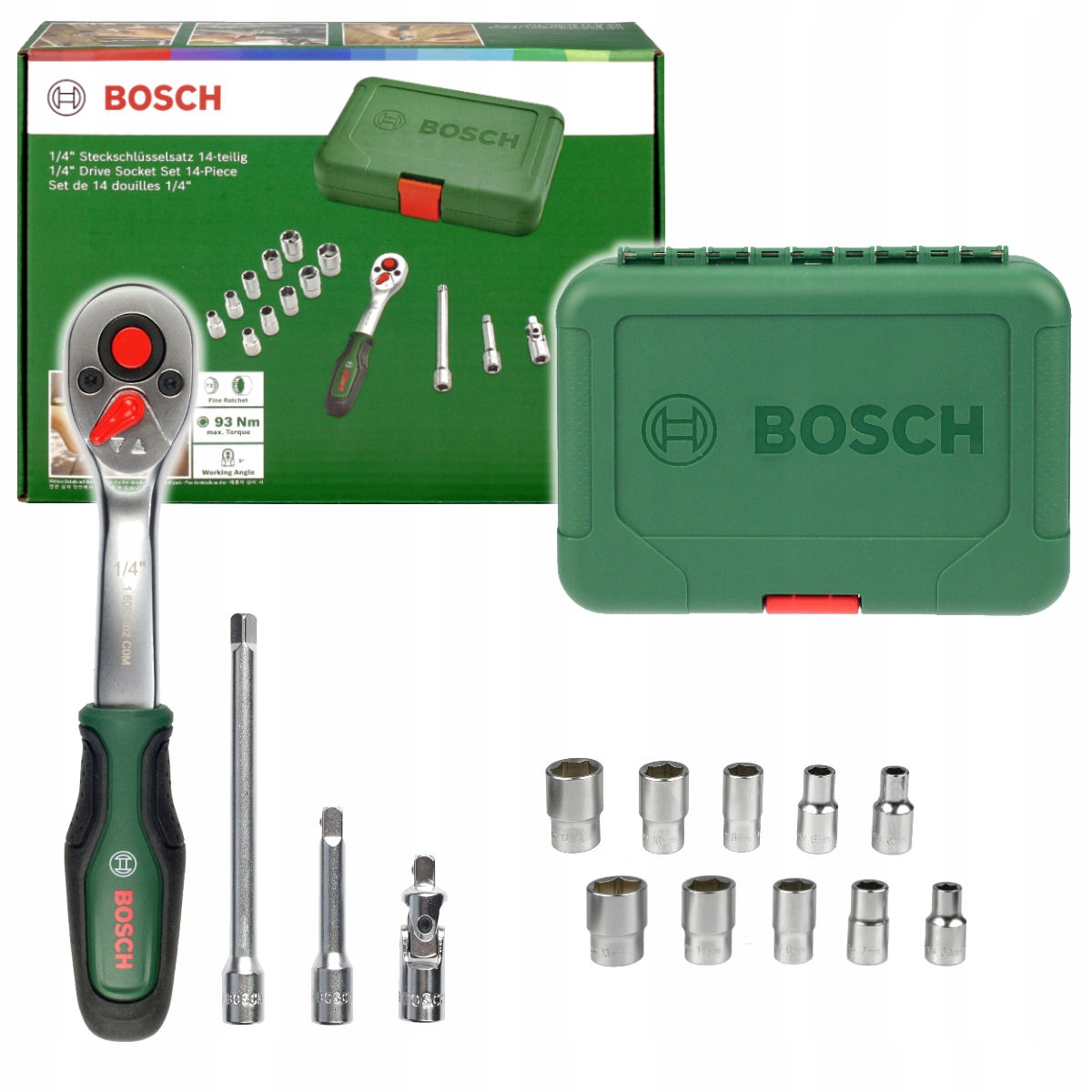 Zestaw 10 nasadek 1/4'' z grzechotką BOSCH (4059952643304) • Cena