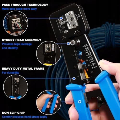 Hiija Narzędzie zaciskowe RJ45 przechodzące Marka inna