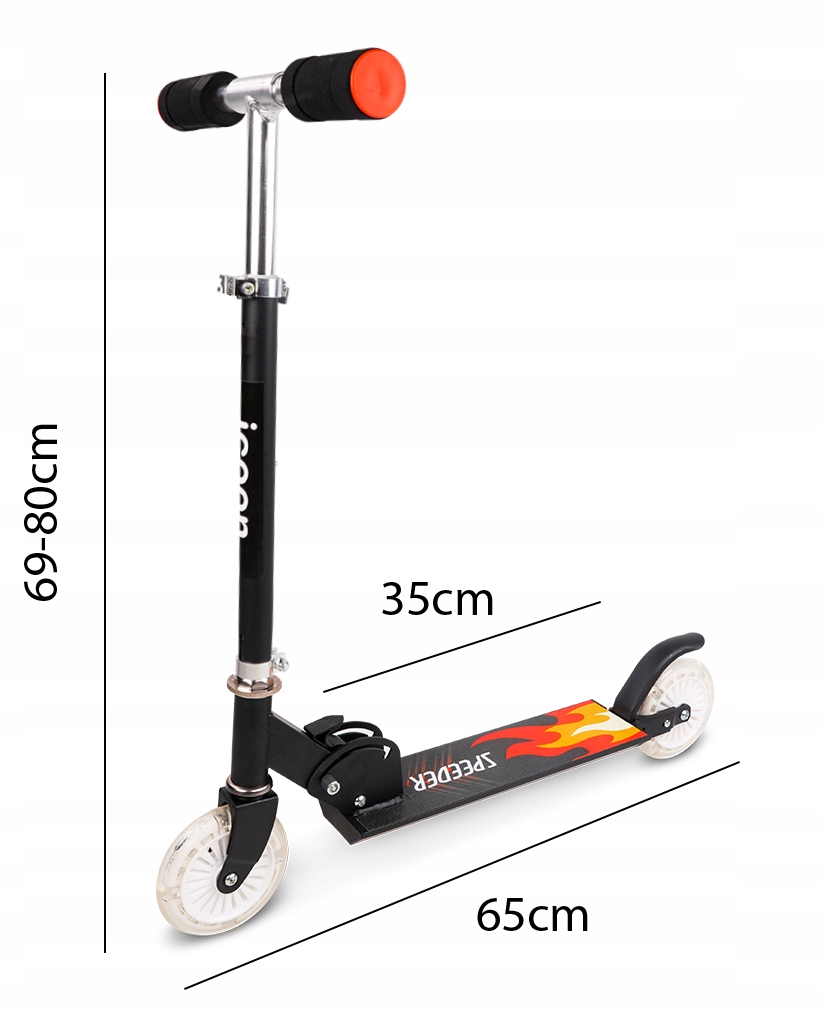 HULAJNOGA SKŁADANA DUŻA ANTYPOŚLIZGOWA 50KG ŚWIECI Hamulec nie