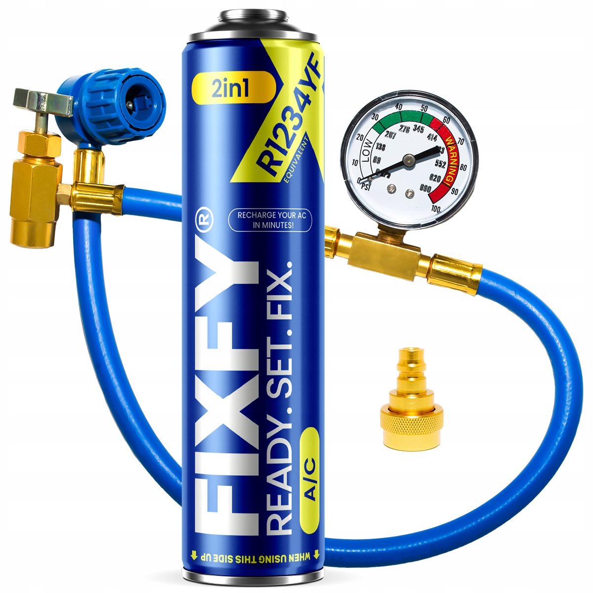 Sada pro plnění klimatizace Fixfy 2v1 plechovka 500 ml hadice r1234yf