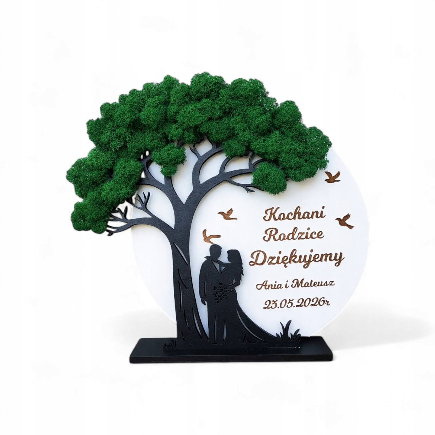 Poděkování rodičům s mechem chrobotkem soška strom dow.text