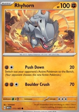 Pokemon Tcg Mew 151 Rhyhorn (mew 111)