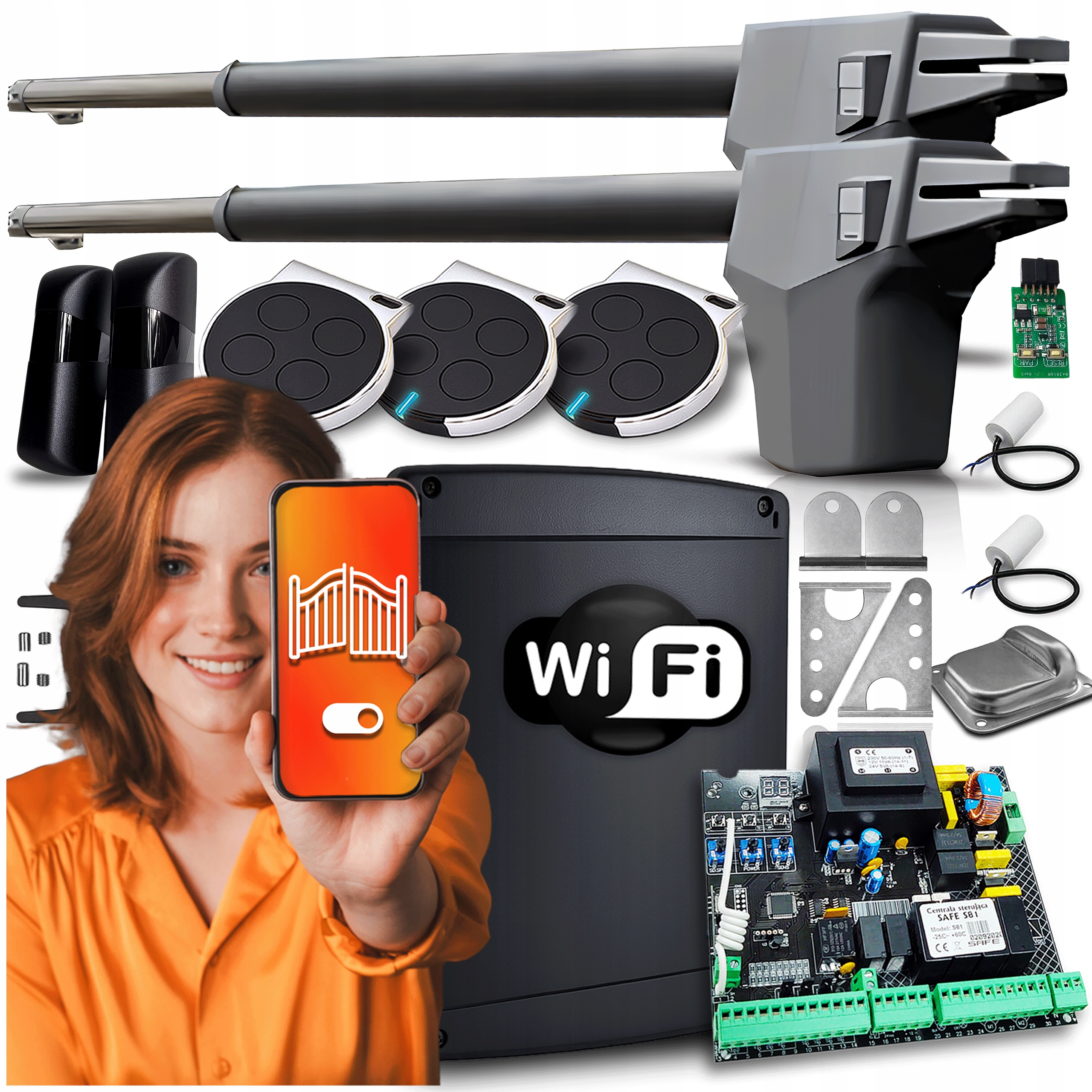 Pohon pro Dvojkřídlovou bránu Safe 8,6M 400 Wifi Tuya 3x Ovladač fotobuňky